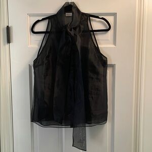 Babaton Black Sleeveless High Neck Tie Blouse